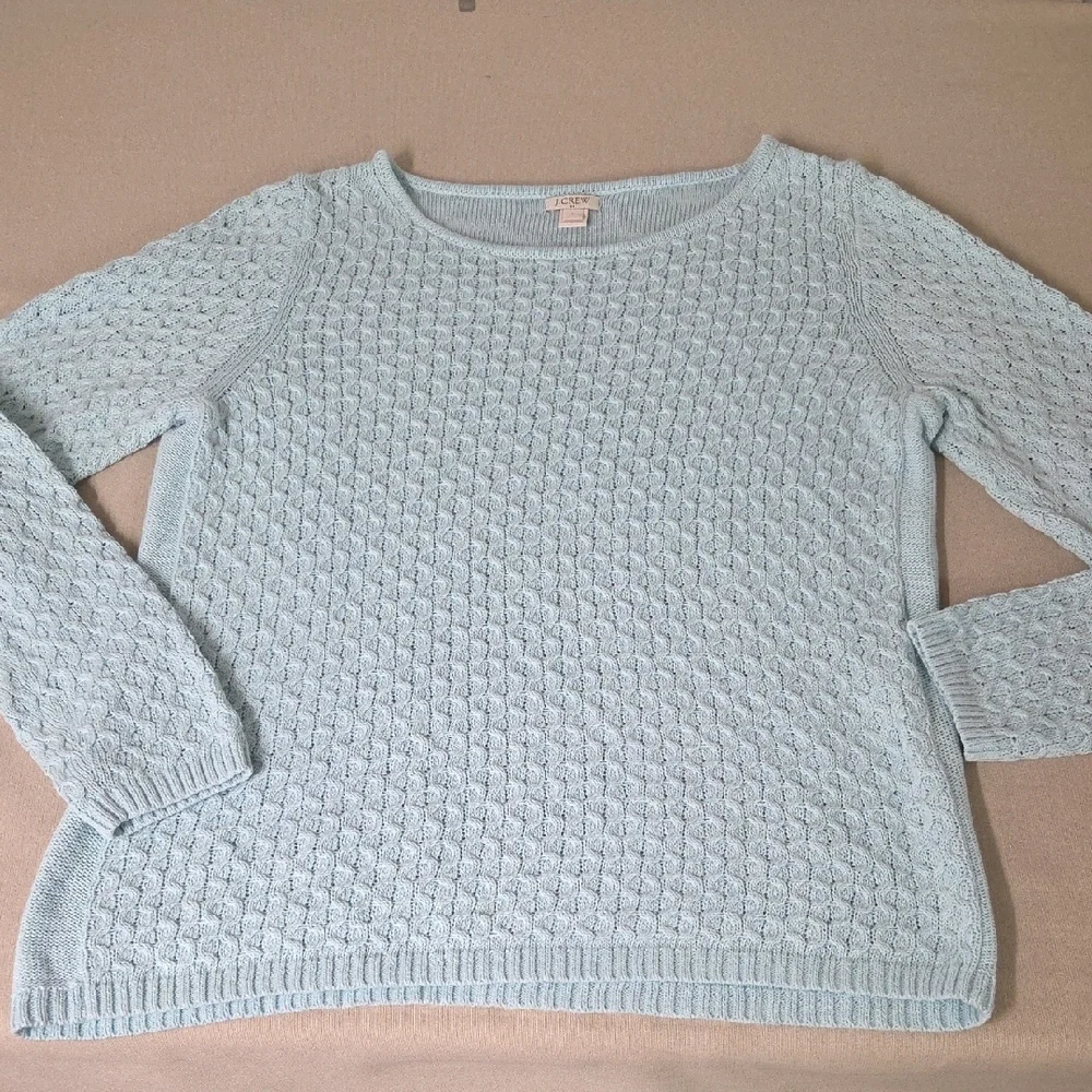 J. Crew Soft Blue Textured Knit Sweater Size Large 2016